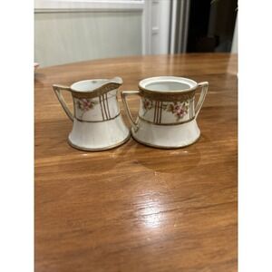 Antique Nippon 3" Cream &‎ Sugar Set - (No Lid)